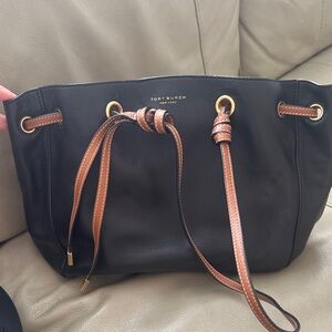 Tory Burch Black and Brown Leather Shoulder Bag
